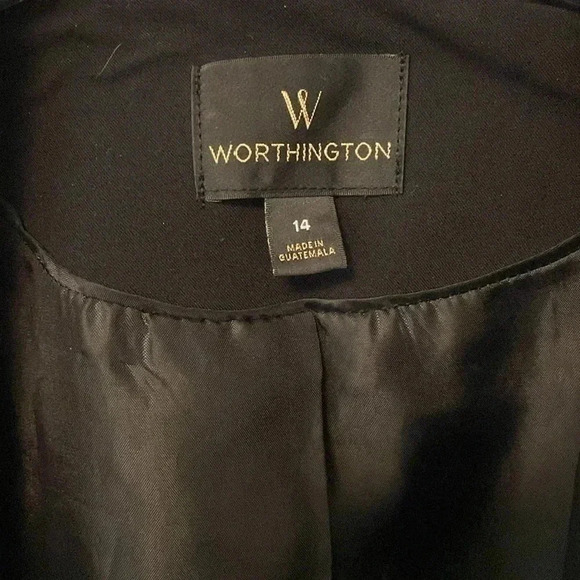 Black Blazer Worthington Women Size 14  One Button Jacket Business or Causal - Picture 3 of 6